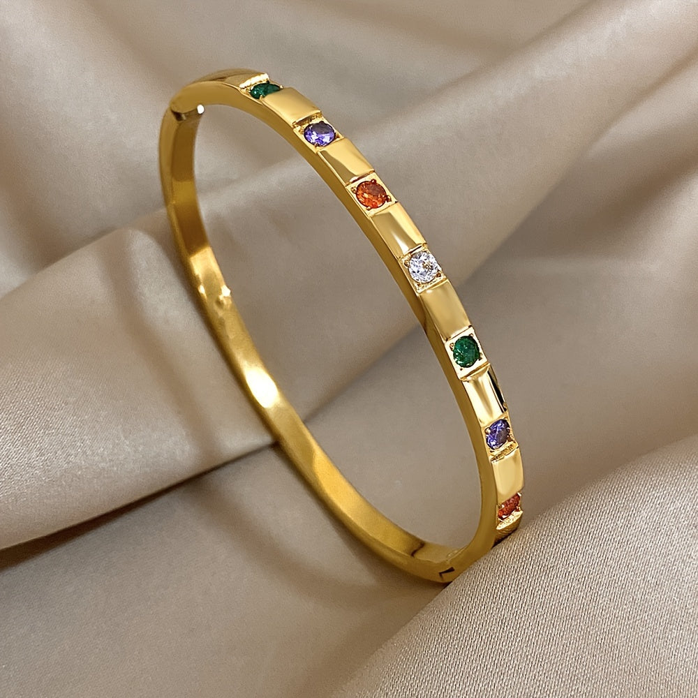 Stainless Steel Bracelet with Rhinestones
