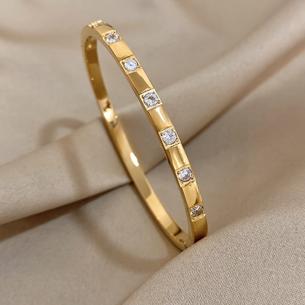 Stainless Steel Bracelet with Rhinestones