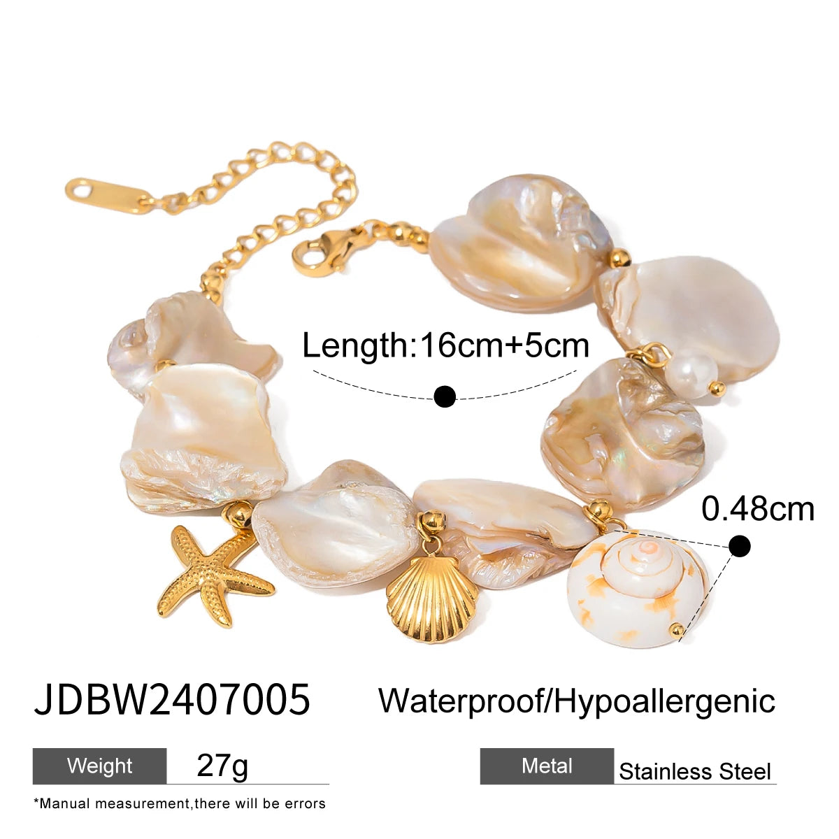 Stainless Steel Shell Necklace Bracelet Set