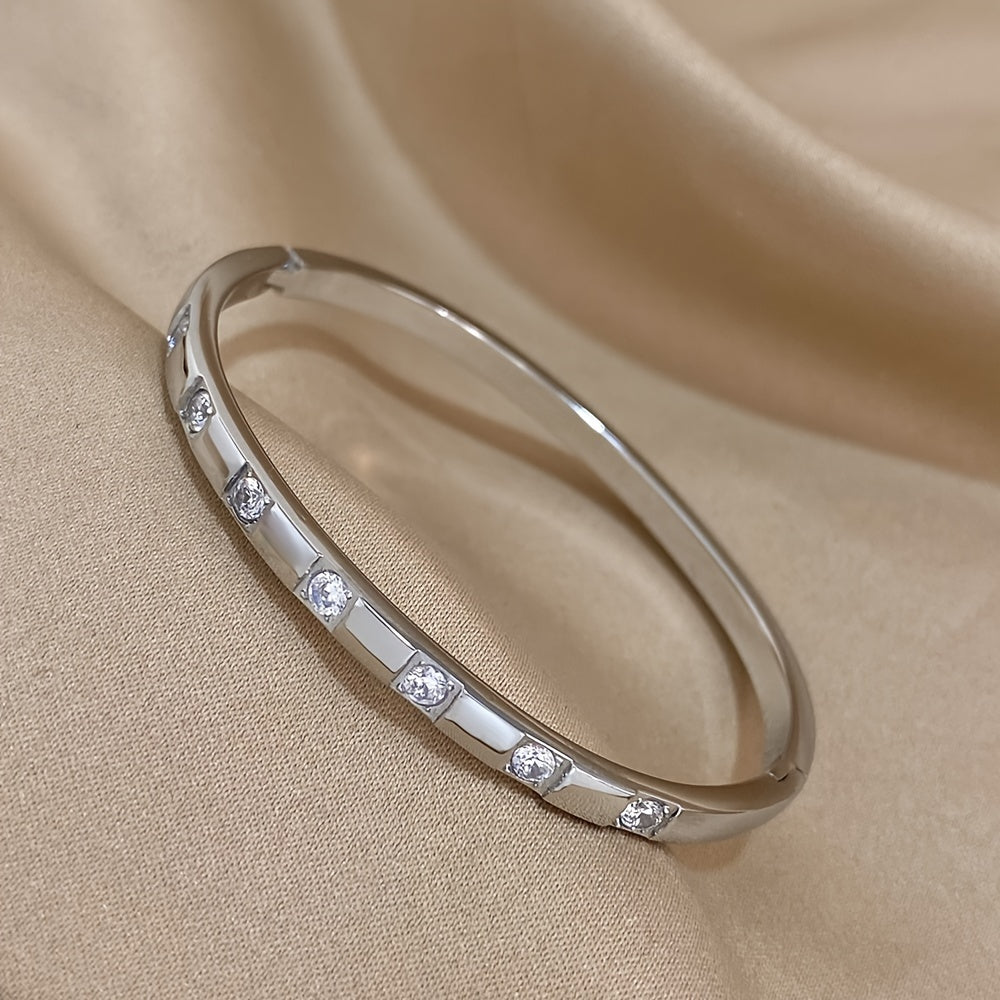 Stainless Steel Bracelet with Rhinestones