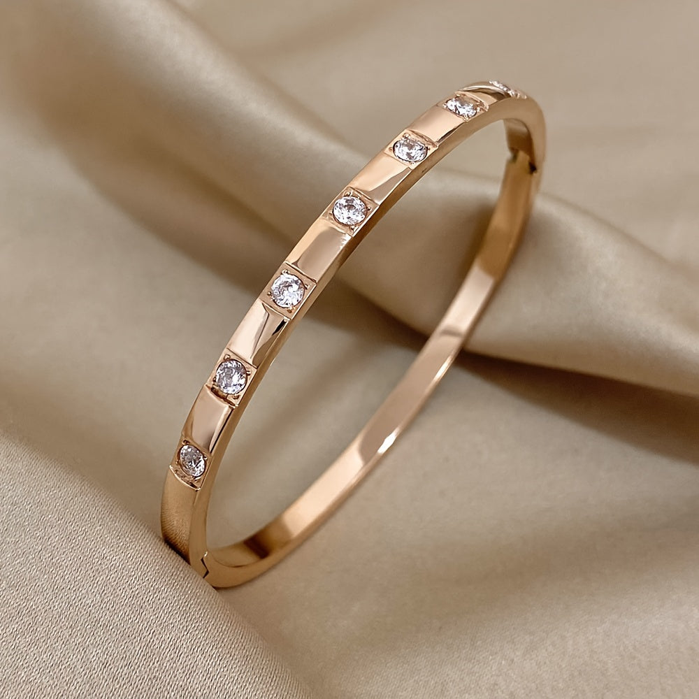 Stainless Steel Bracelet with Rhinestones