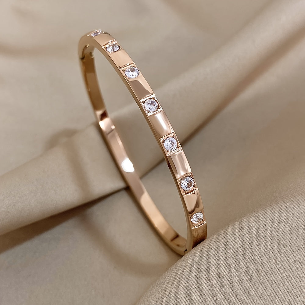 Stainless Steel Bracelet with Rhinestones