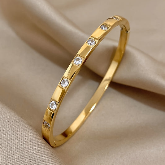 Stainless Steel Bracelet with Rhinestones
