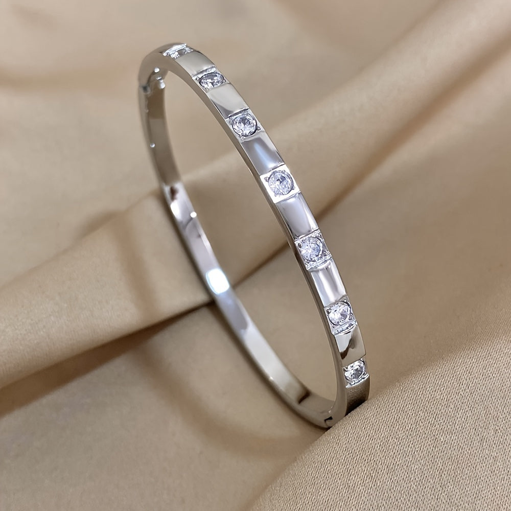 Stainless Steel Bracelet with Rhinestones