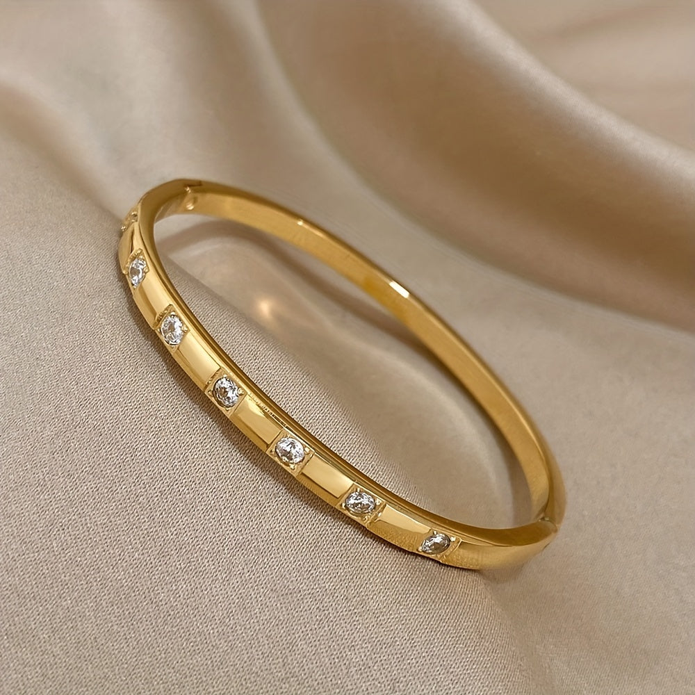 Stainless Steel Bracelet with Rhinestones