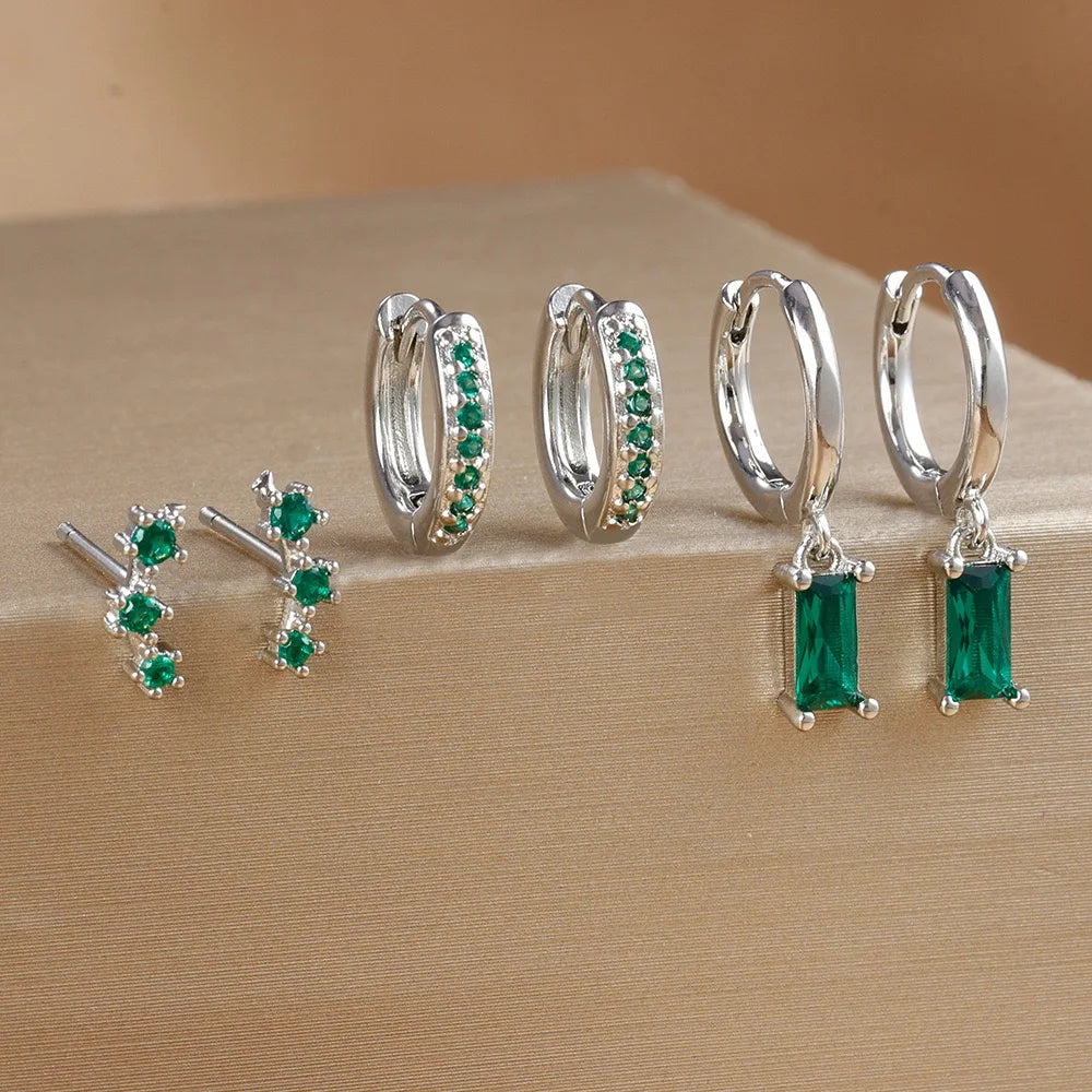 3 Earrings Set Stainless Steel