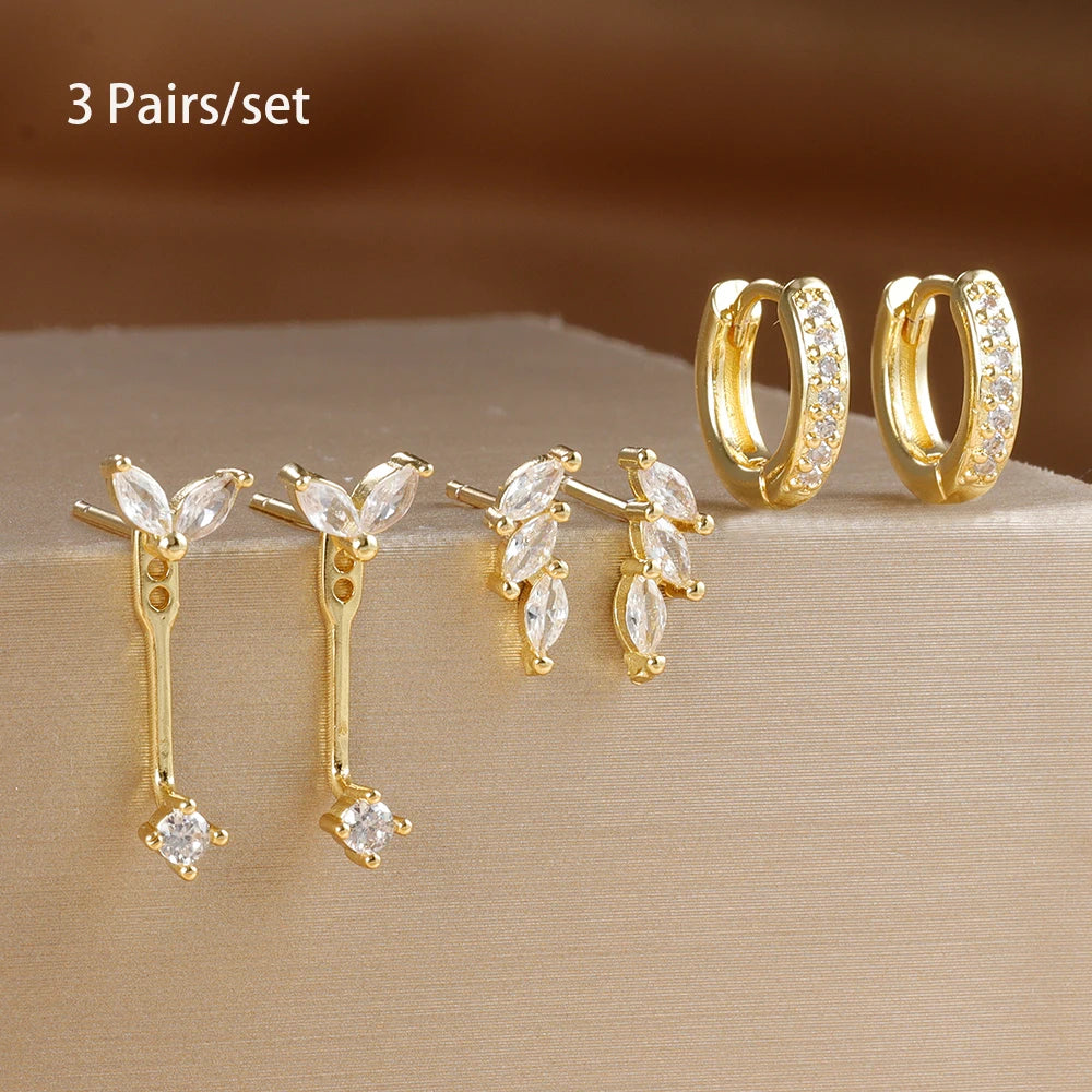 3 Earrings Set Stainless Steel