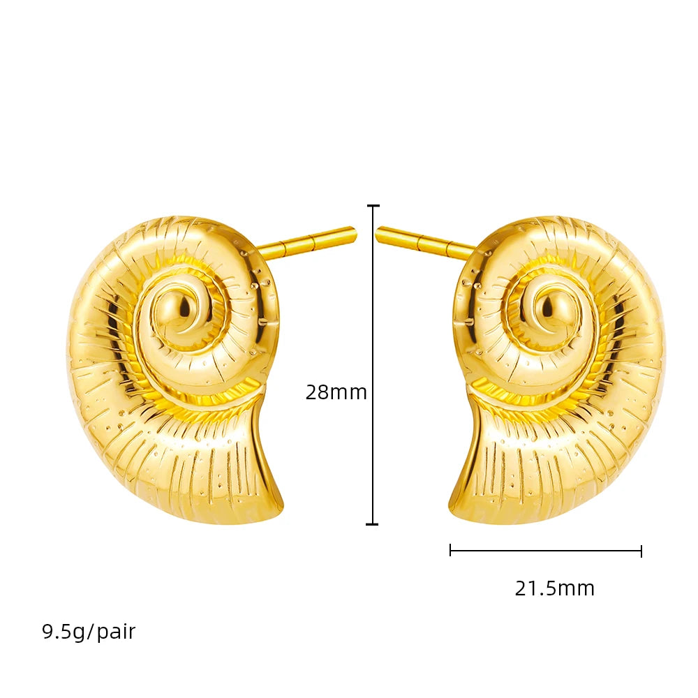 Vintage Stainless Steel Gold  Shell Earrings