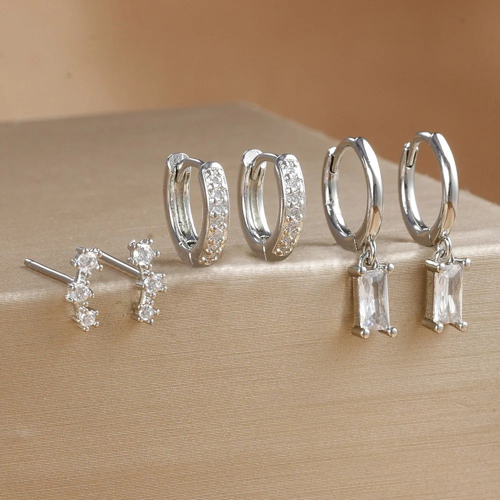 3 Earrings Set Stainless Steel