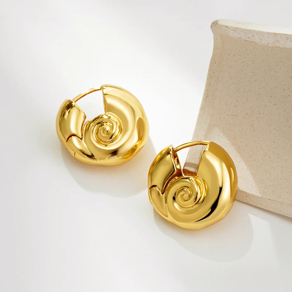Vintage Stainless Steel Gold  Shell Earrings