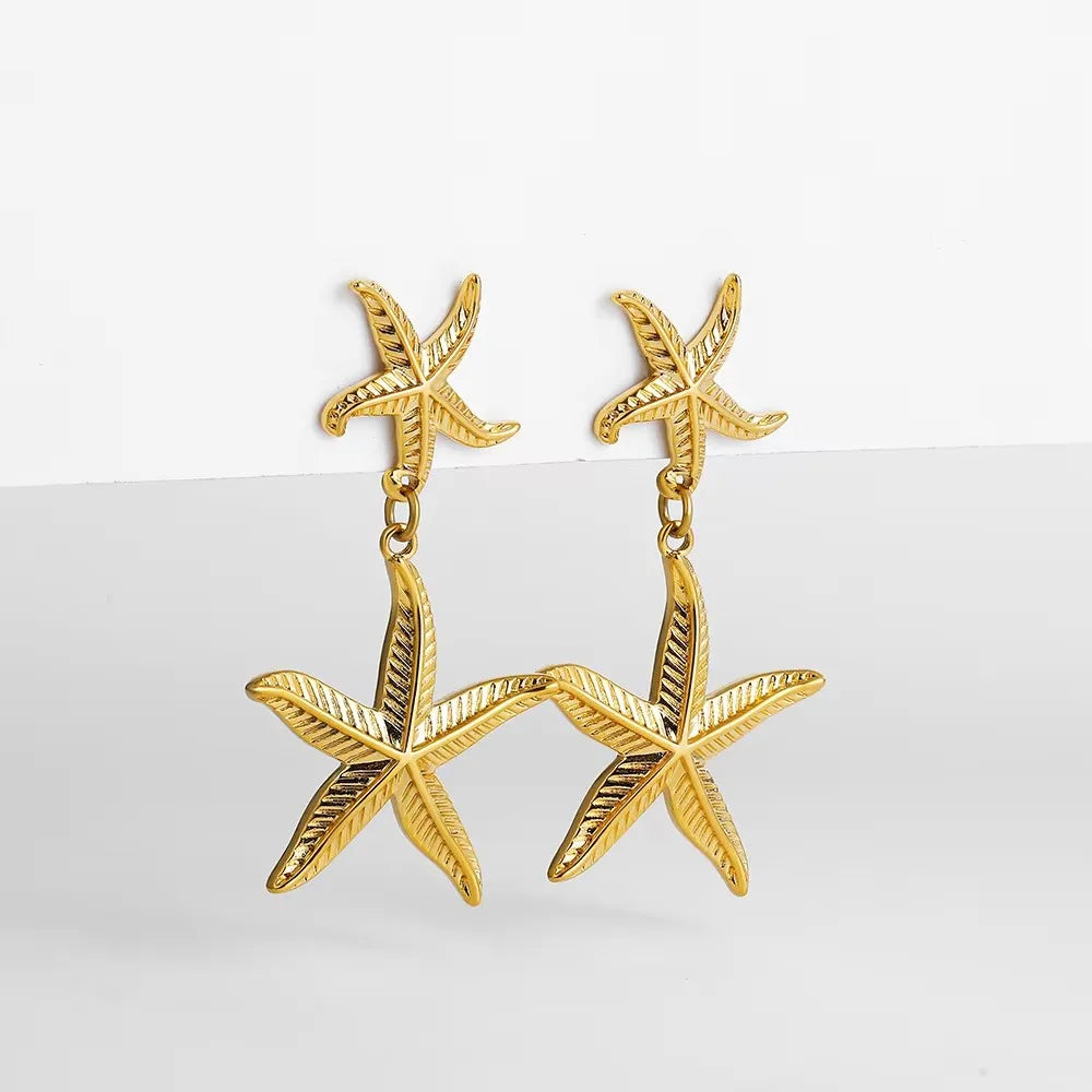 Vintage Stainless Steel Gold  Shell Earrings