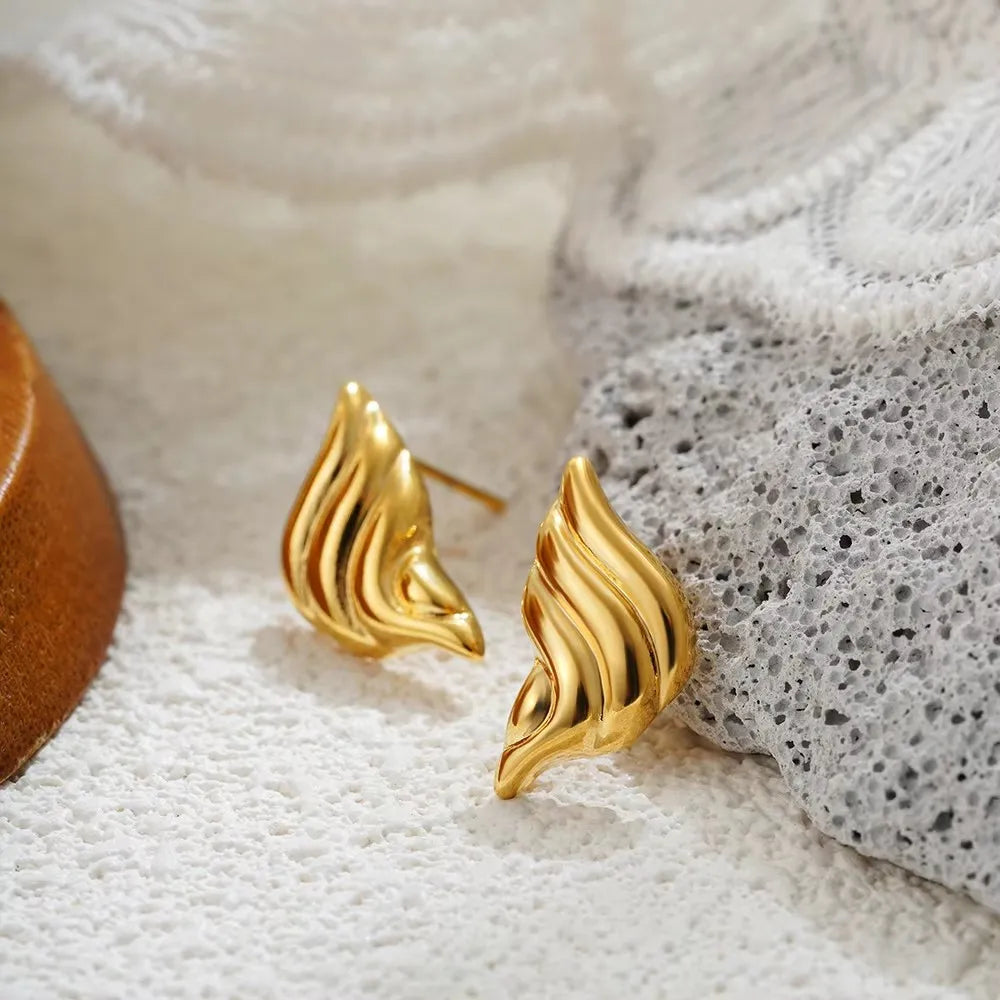 Vintage Stainless Steel Gold  Shell Earrings