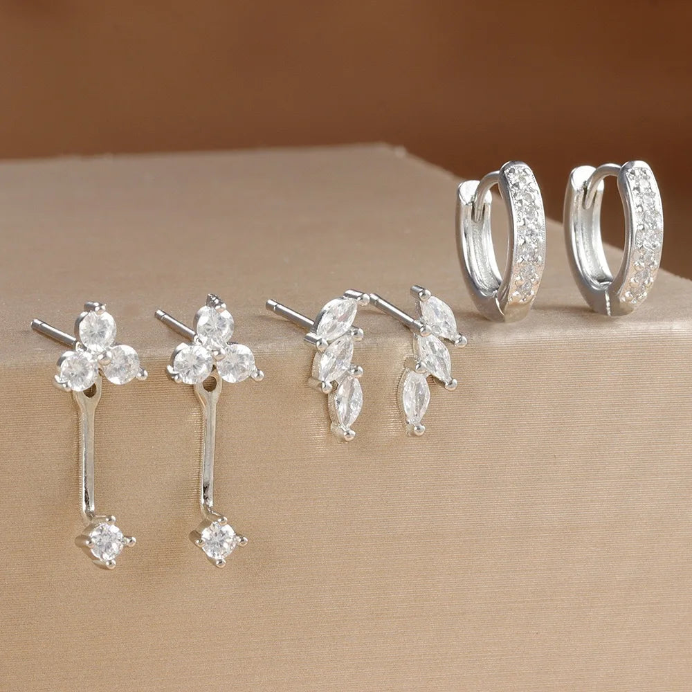 3 Earrings Set Stainless Steel