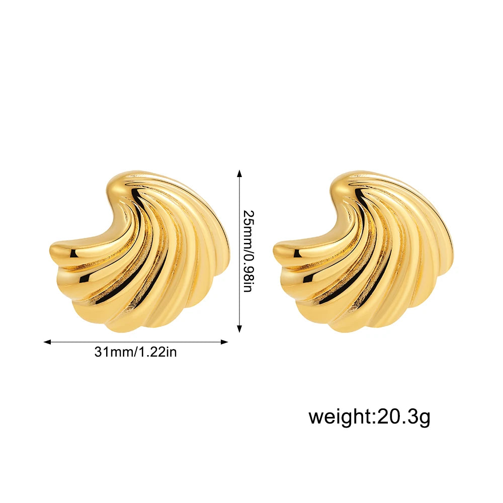 Vintage Stainless Steel Gold  Shell Earrings