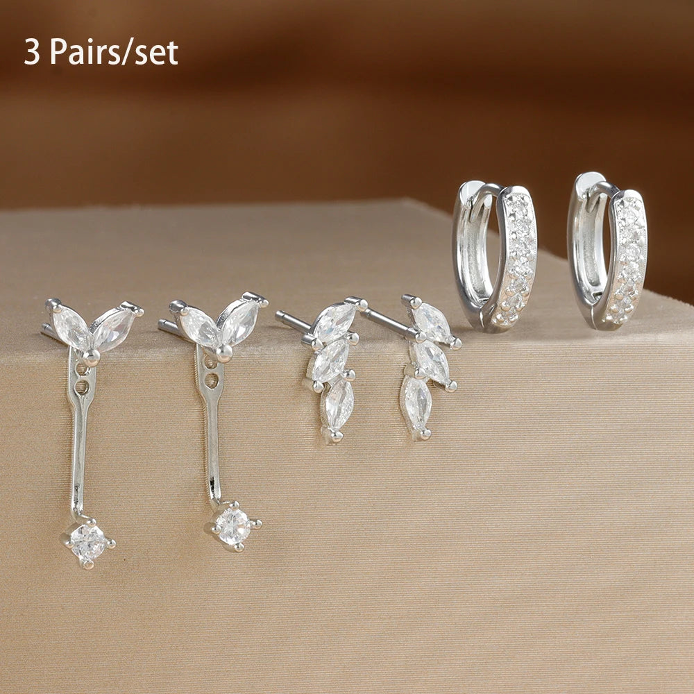 3 Earrings Set Stainless Steel