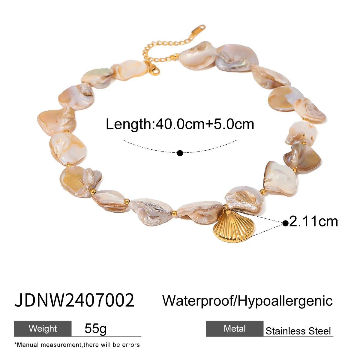 Stainless Steel  Shell Necklace Bracelet Set