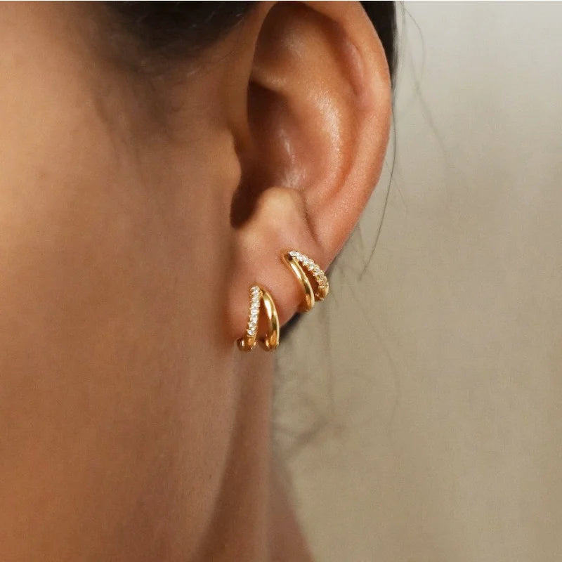 Stainless Steel  Star Hoops Earrings