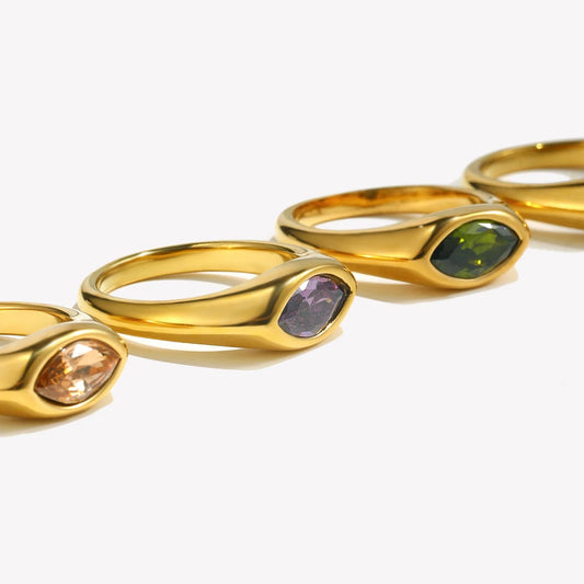 Eye Zircon Seal Ring Colorful Stainless Steel