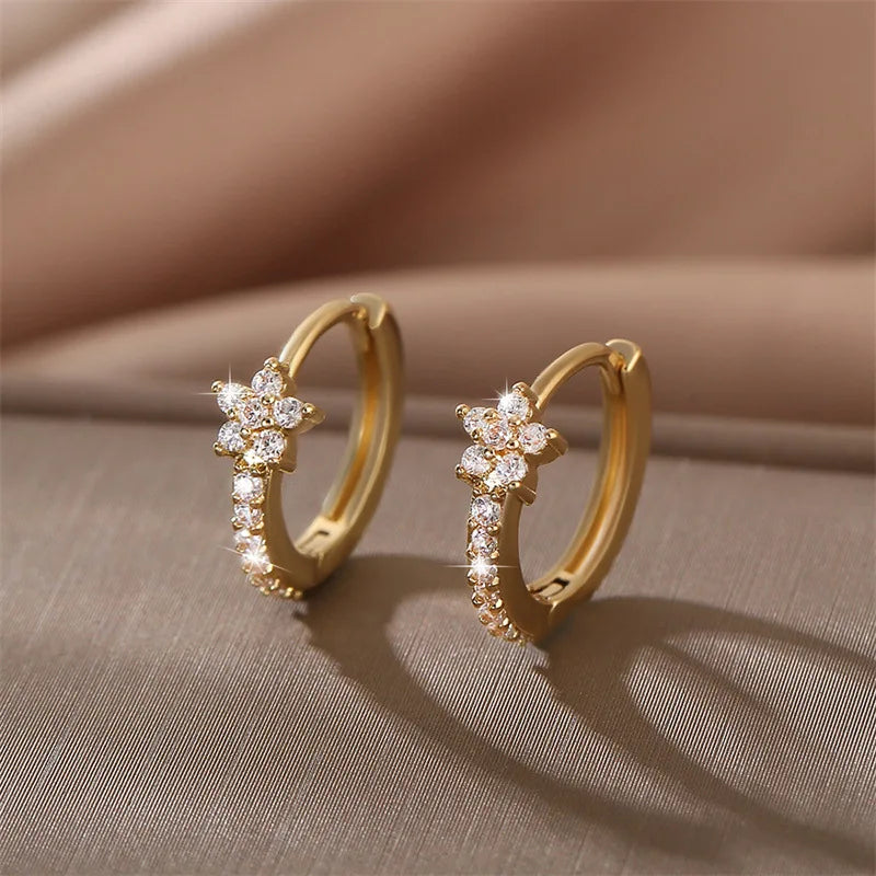 Stainless Steel  Star Hoops Earrings