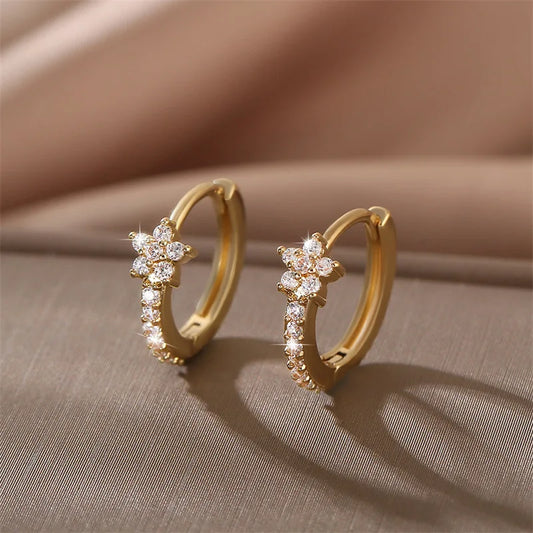 Stainless Steel  Star Hoops Earrings
