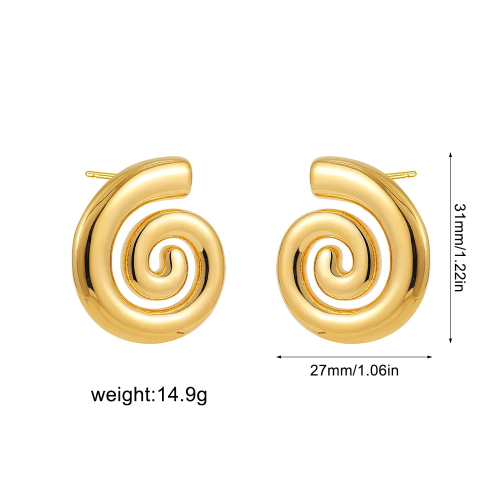 Vintage Stainless Steel Gold  Shell Earrings
