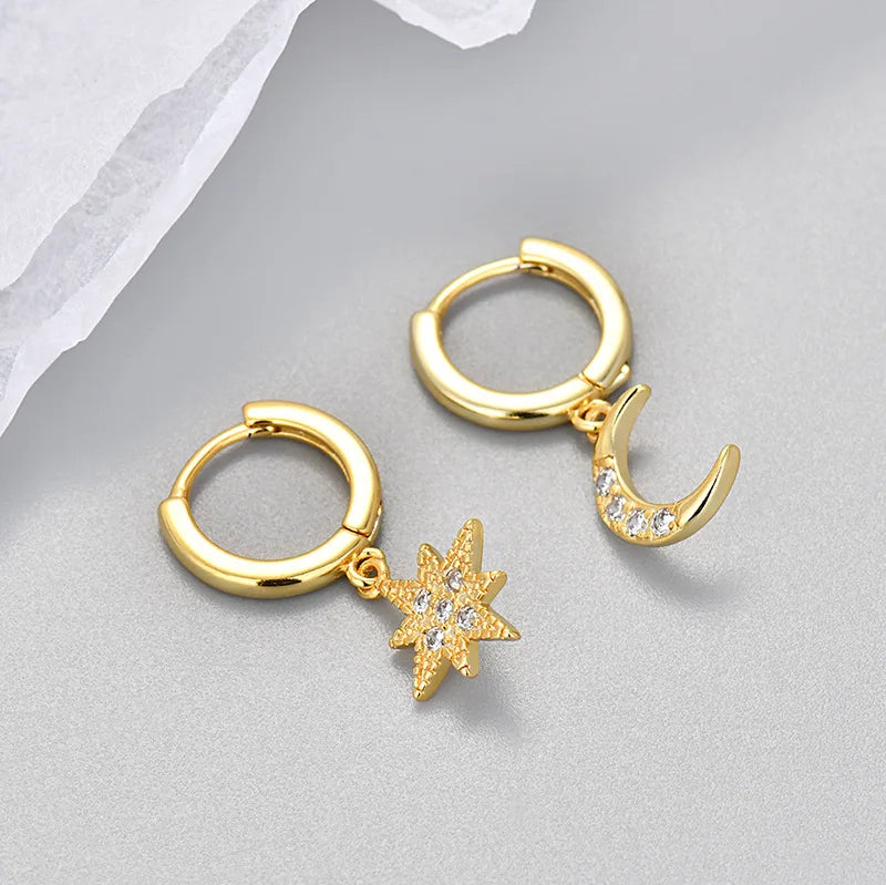 Stainless Steel  Star Hoops Earrings