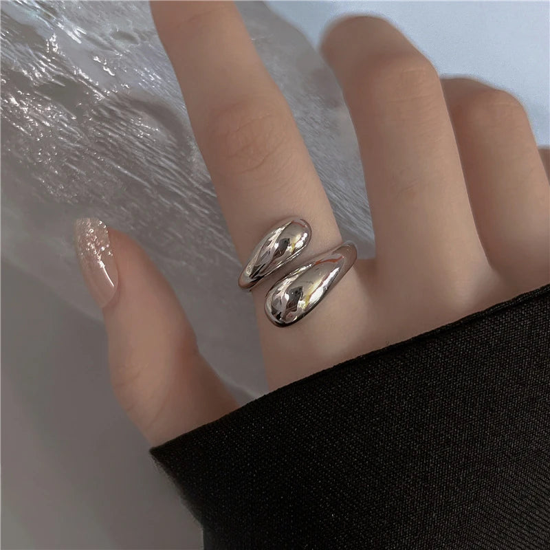Stainless Steel Smooth Double Ball Beads Rings