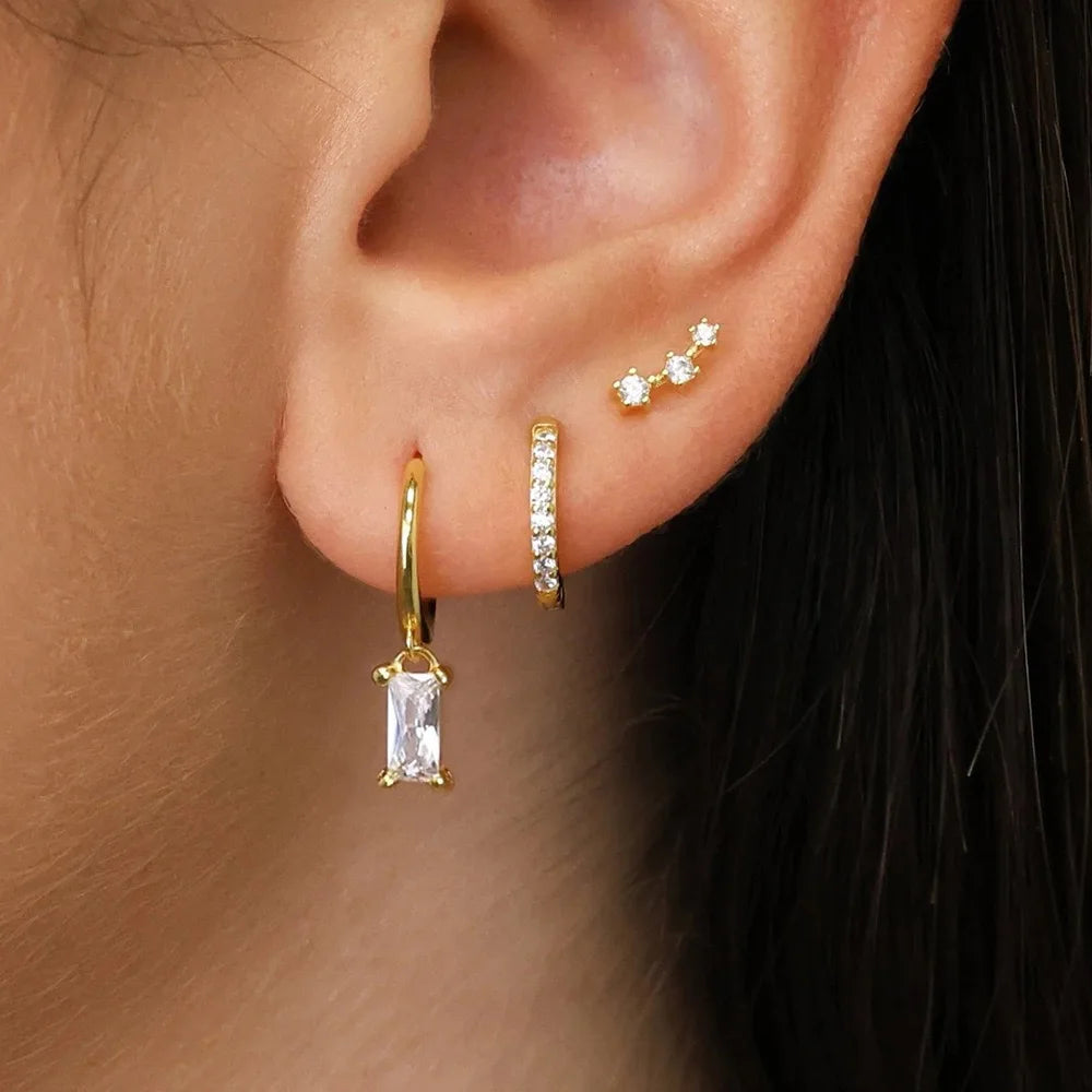 3 Earrings Set Stainless Steel
