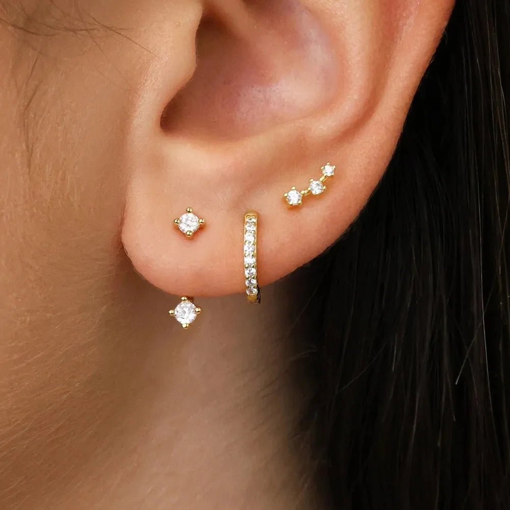 3 Earrings Set Stainless Steel