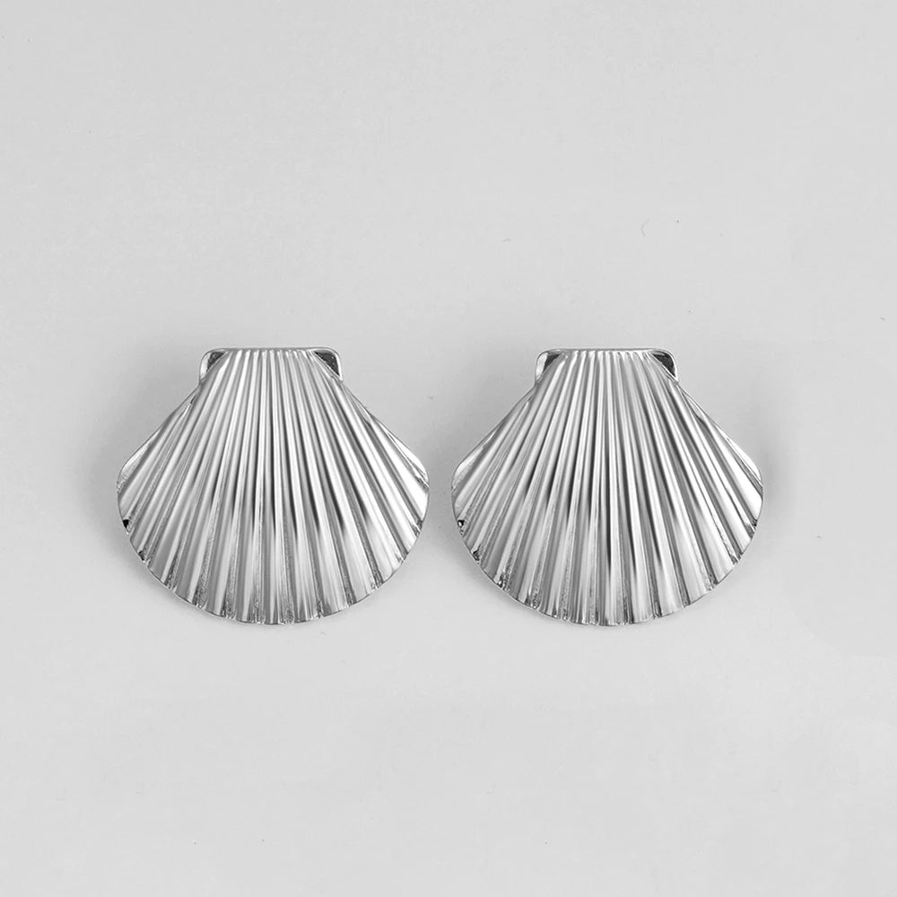 Vintage Stainless Steel Gold  Shell Earrings
