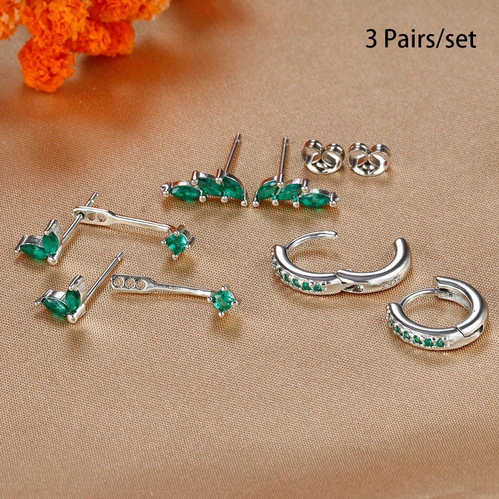 3 Earrings Set Stainless Steel