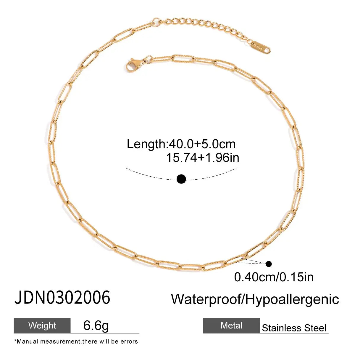 Necklace Stainless Steel Waterproof Chain for Daily
