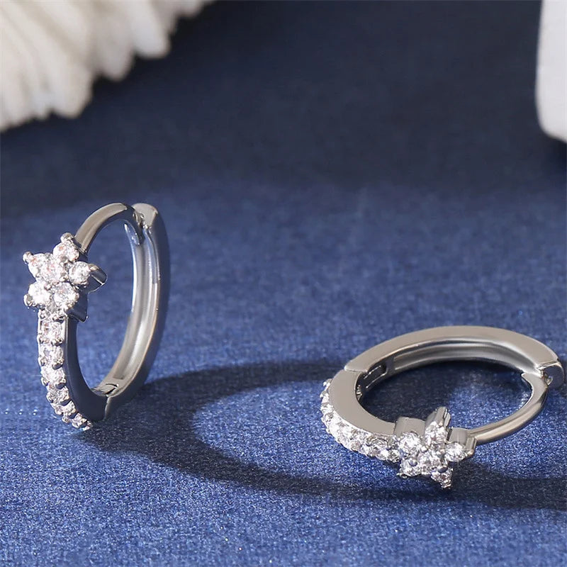 Stainless Steel  Star Hoops Earrings