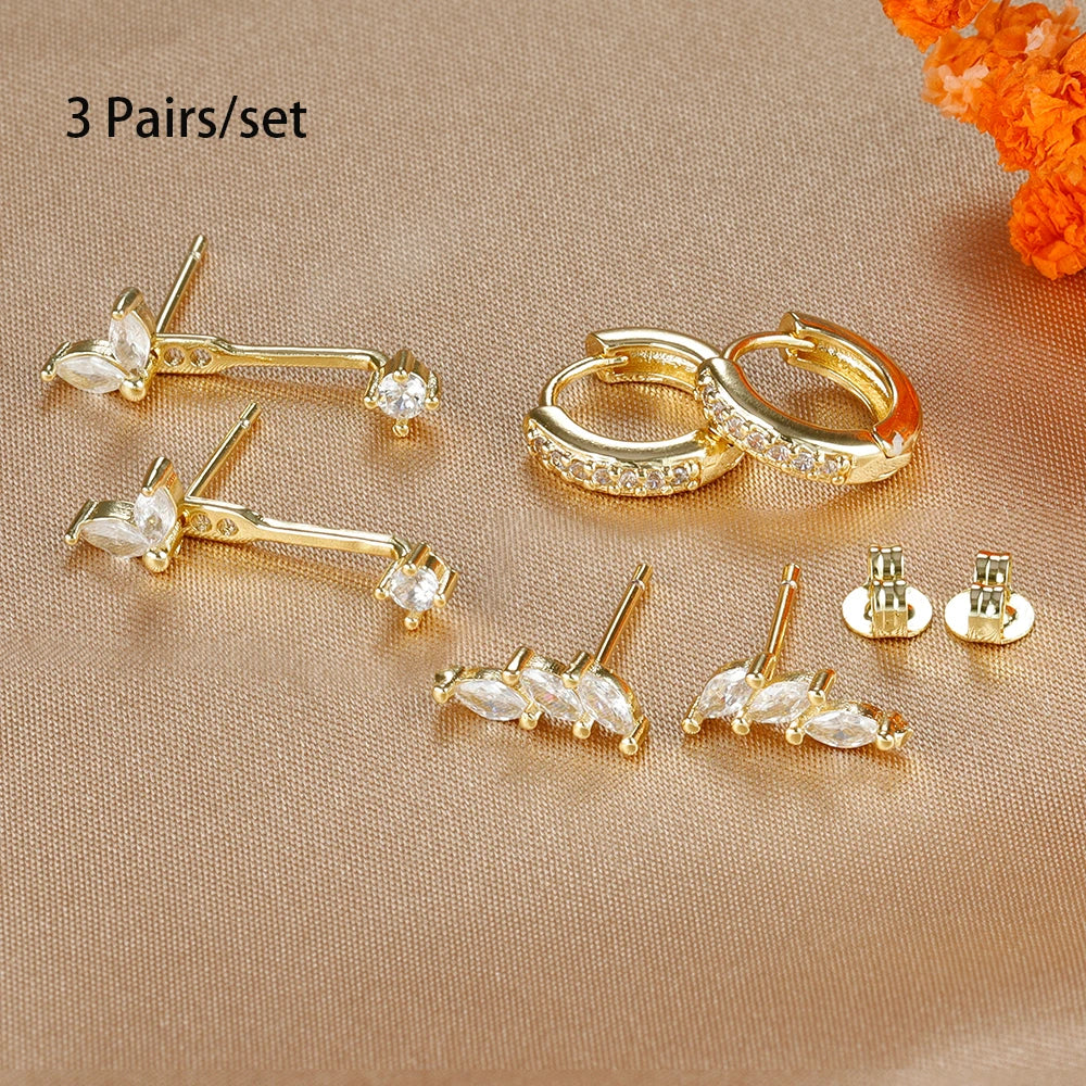 3 Earrings Set Stainless Steel