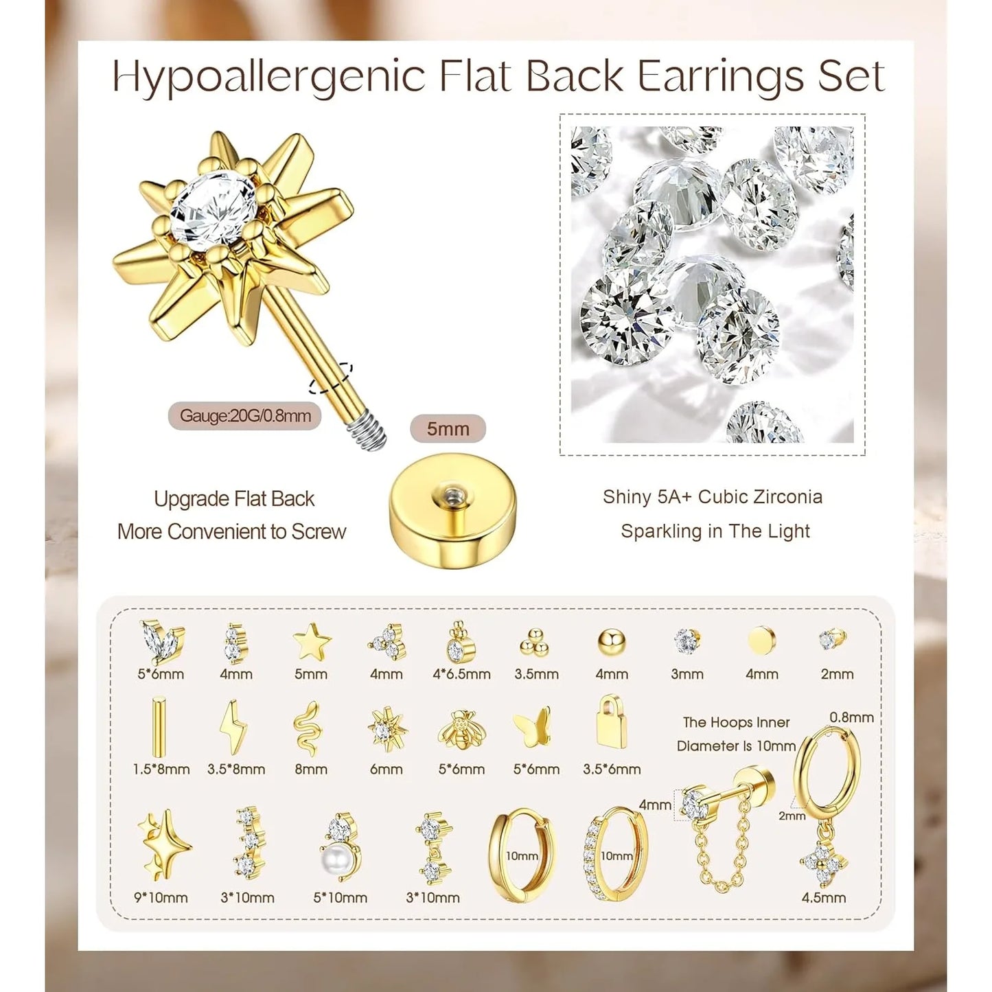 1pc Earrings for Sensitive Ears Stainless Steel