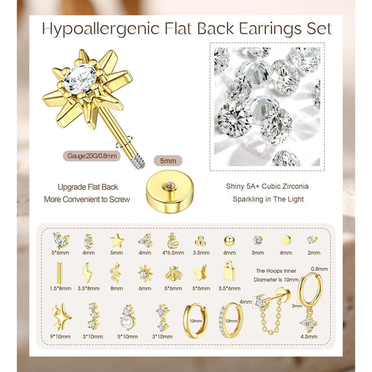 1pc Earrings for Sensitive Ears Stainless Steel