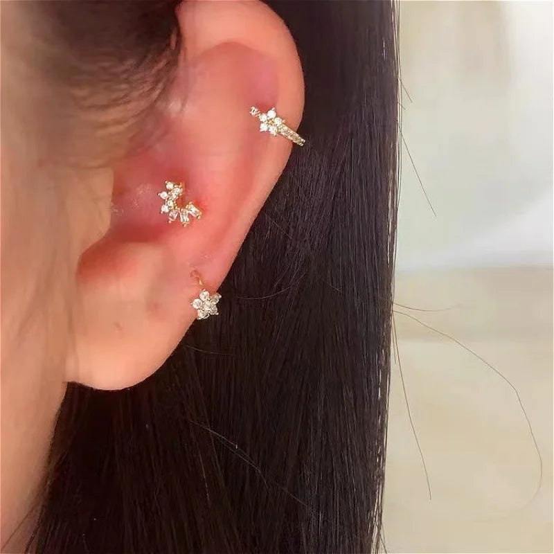 Stainless Steel  Star Hoops Earrings
