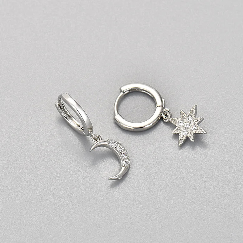 Stainless Steel  Star Hoops Earrings