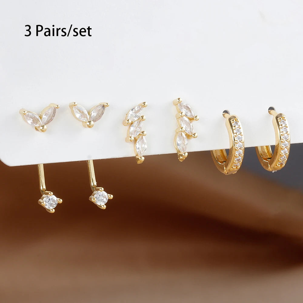 3 Earrings Set Stainless Steel