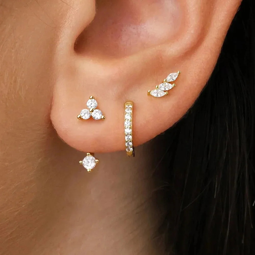 3 Earrings Set Stainless Steel