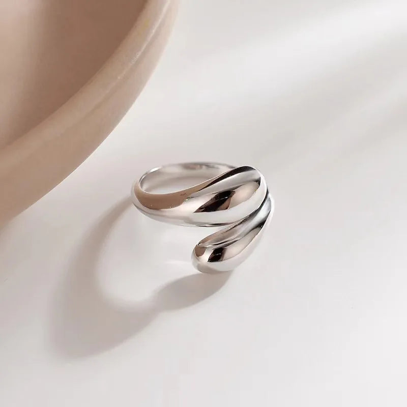 Stainless Steel Smooth Double Ball Beads Rings