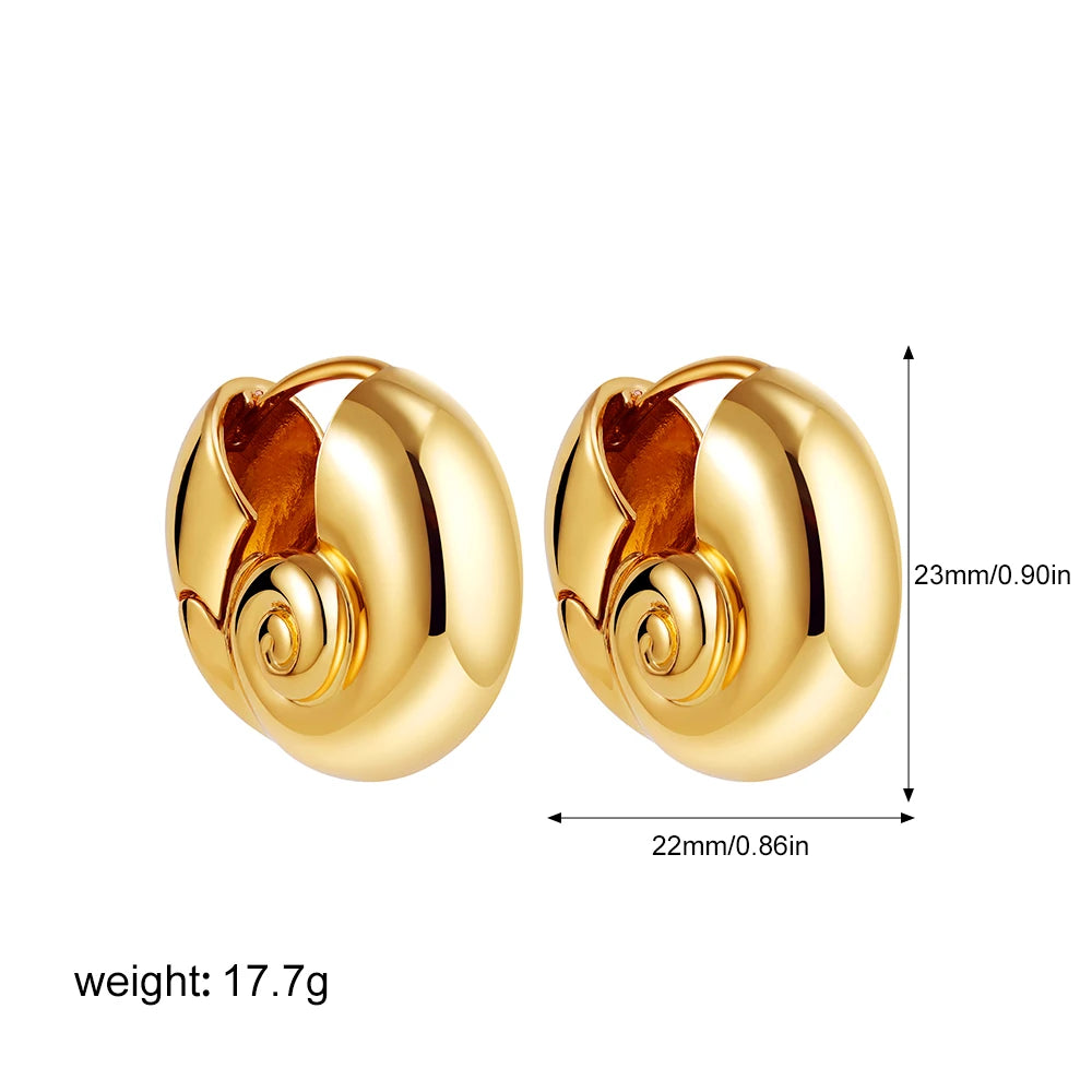 Vintage Stainless Steel Gold  Shell Earrings