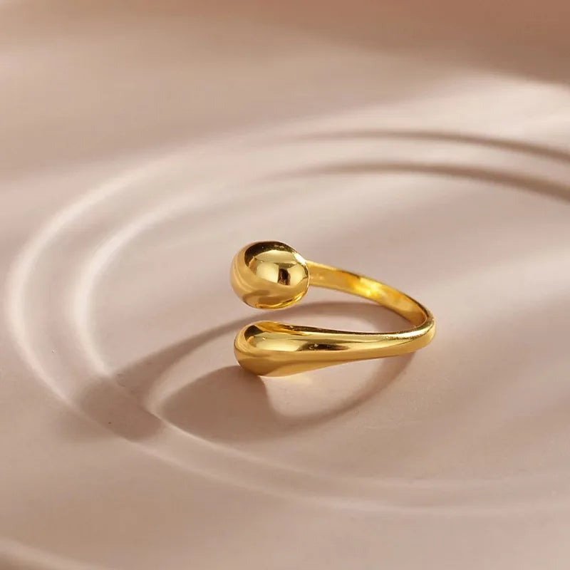 Stainless Steel Smooth Double Ball Beads Rings