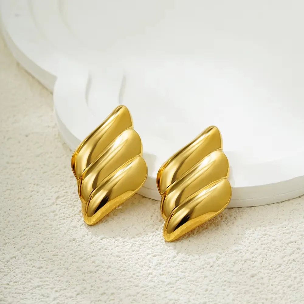 Vintage Stainless Steel Gold  Shell Earrings