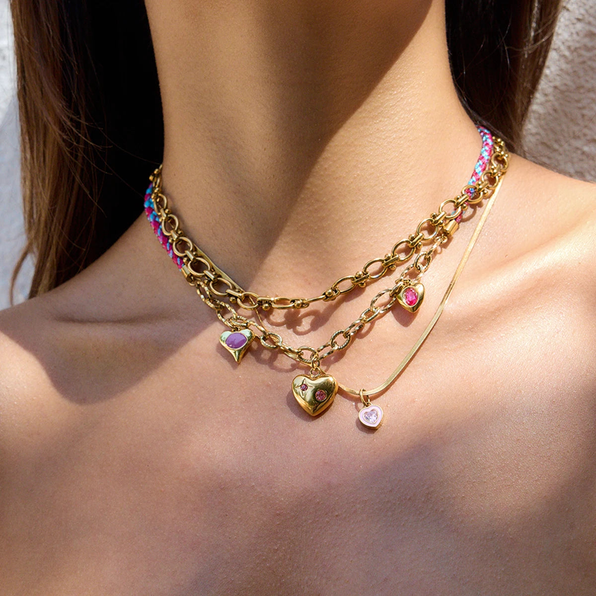 Geometric Heart  Necklace Stainless Steel