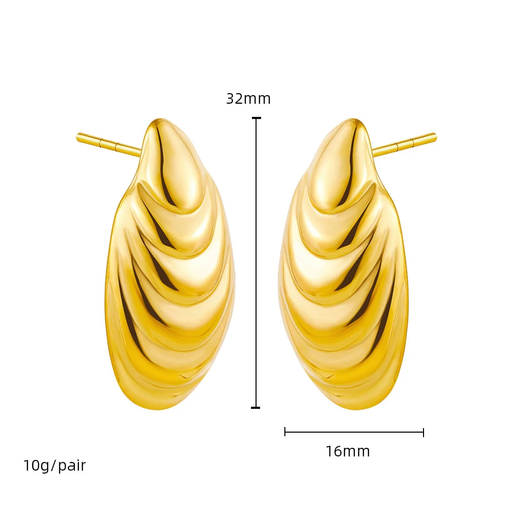 Vintage Stainless Steel Gold  Shell Earrings