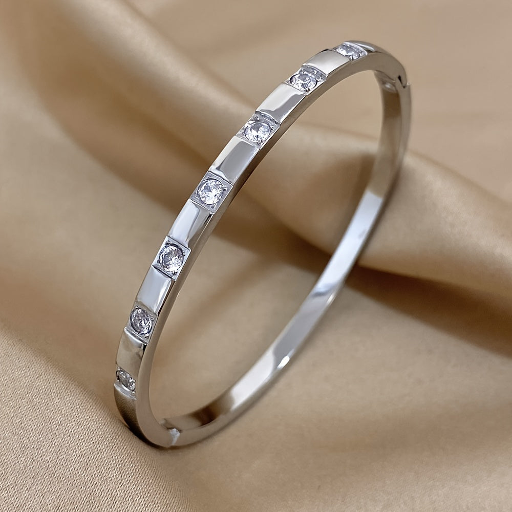 Stainless Steel Bracelet with Rhinestones