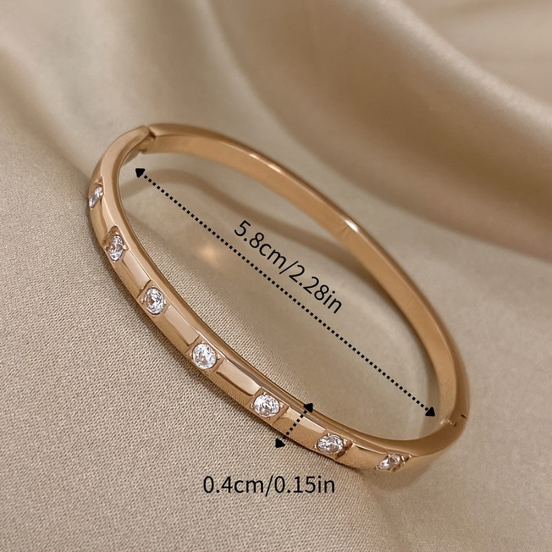 Stainless Steel Bracelet with Rhinestones